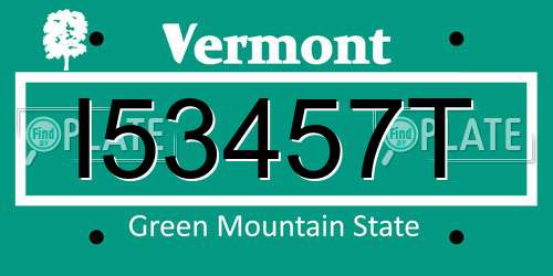 I53457T Vermont License Plate