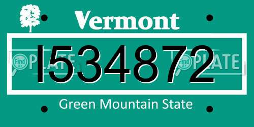 I534872 Vermont License Plate