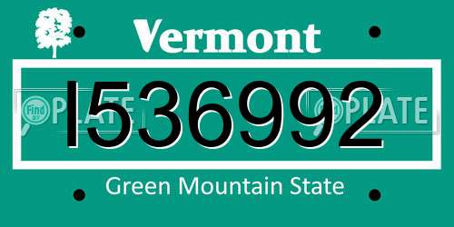 I536992 Vermont License Plate
