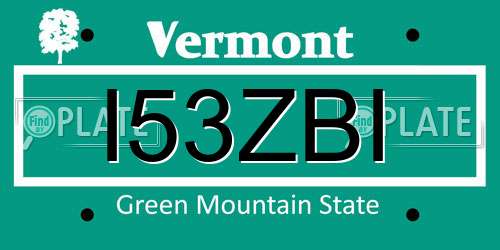 I53ZBI Vermont License Plate