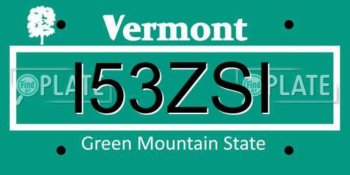 I53ZSI Vermont License Plate