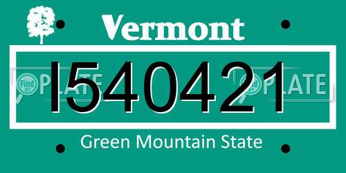 I540421 Vermont License Plate