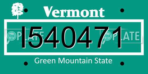 I540471 Vermont License Plate