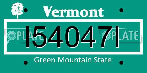 I54047I Vermont License Plate