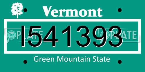 I541393 Vermont License Plate