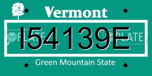 I54139E Vermont License Plate