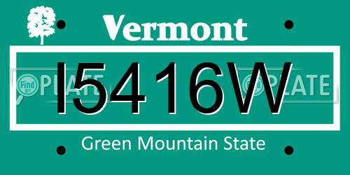 I5416W Vermont License Plate