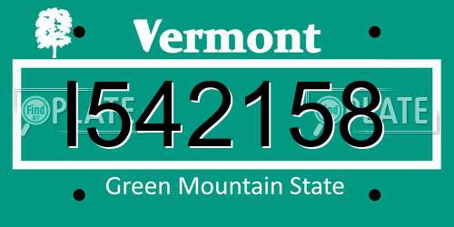 I542158 Vermont License Plate
