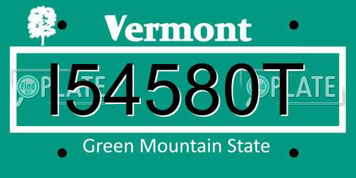 I54580T Vermont License Plate