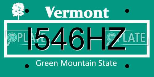 I546HZ Vermont License Plate