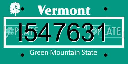 I547631 Vermont License Plate