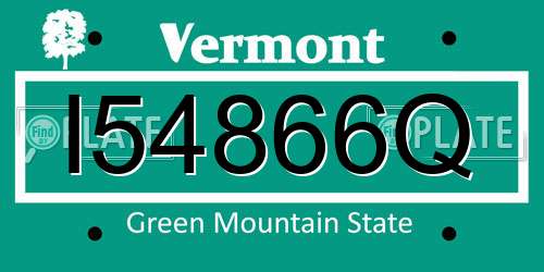 I54866Q Vermont License Plate