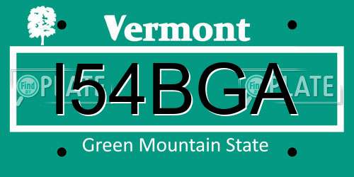 I54BGA Vermont License Plate