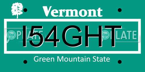 I54GHT Vermont License Plate
