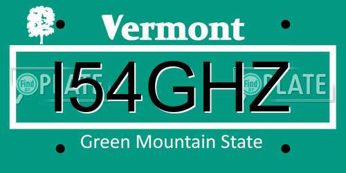 I54GHZ Vermont License Plate