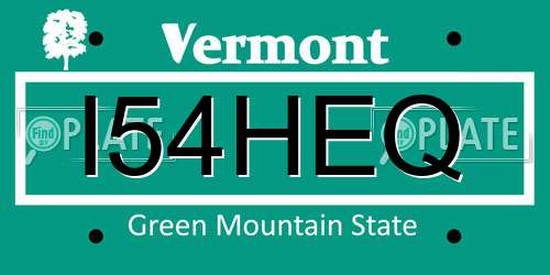 I54HEQ Vermont License Plate