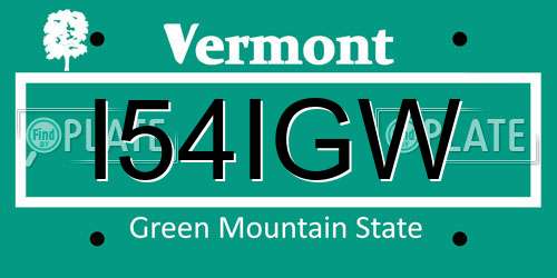 I54IGW Vermont License Plate