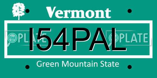 I54PAL Vermont License Plate