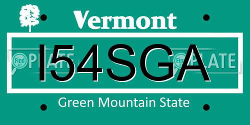 I54SGA Vermont License Plate