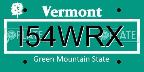 I54WRX Vermont License Plate