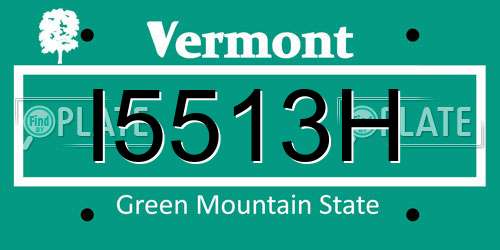 I5513H Vermont License Plate