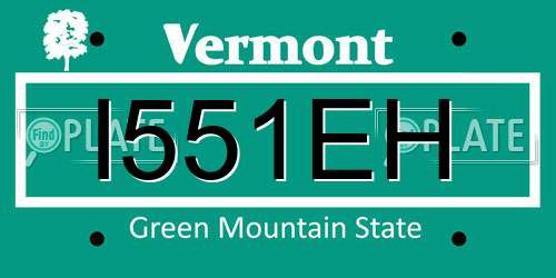 I551EH Vermont License Plate