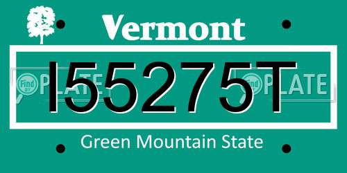I55275T Vermont License Plate