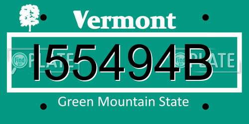 I55494B Vermont License Plate