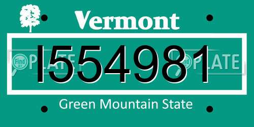 I554981 Vermont License Plate