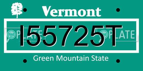 I55725T Vermont License Plate