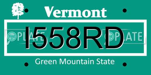 I558RD Vermont License Plate