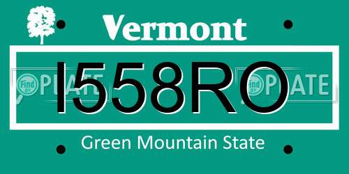 I558RO Vermont License Plate