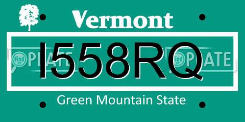 I558RQ Vermont License Plate