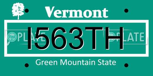 I563TH Vermont License Plate