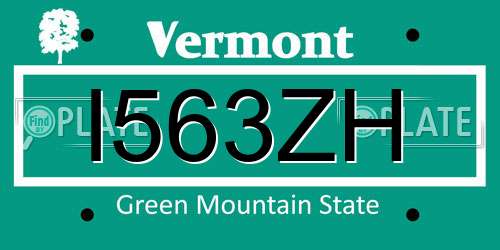 I563ZH Vermont License Plate
