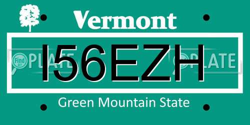 I56EZH Vermont License Plate