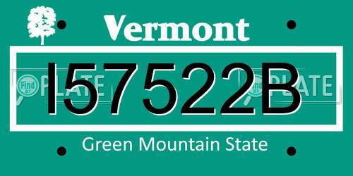 I57522B Vermont License Plate