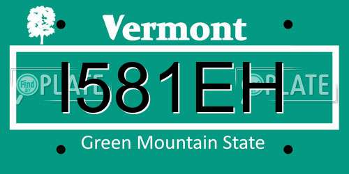 I581EH Vermont License Plate