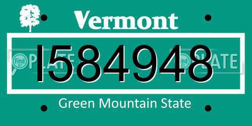I584948 Vermont License Plate