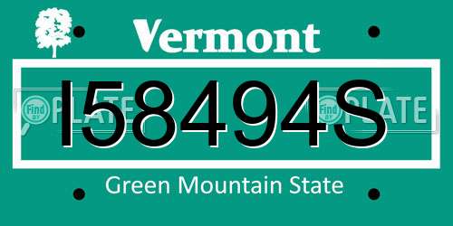 I58494S Vermont License Plate