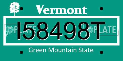 I58498T Vermont License Plate