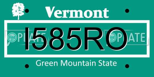 I585RO Vermont License Plate