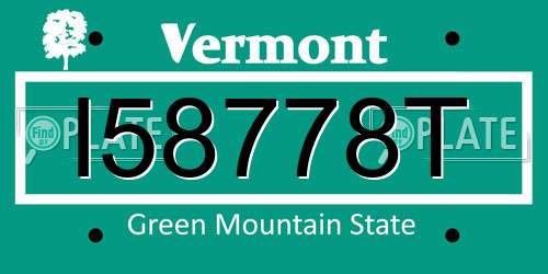 I58778T Vermont License Plate