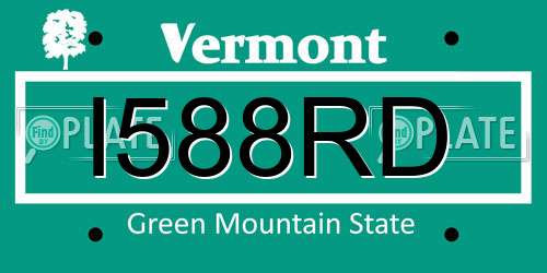 I588RD Vermont License Plate