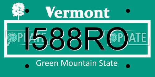 I588RO Vermont License Plate