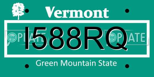 I588RQ Vermont License Plate