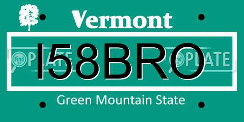I58BRO Vermont License Plate