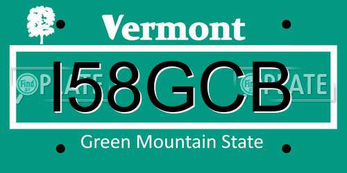 I58GCB Vermont License Plate