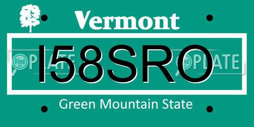I58SRO Vermont License Plate
