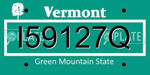 I59127Q Vermont License Plate